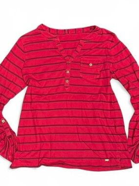 Y2K Tommy Striped Long Sleeve Henley Shirt